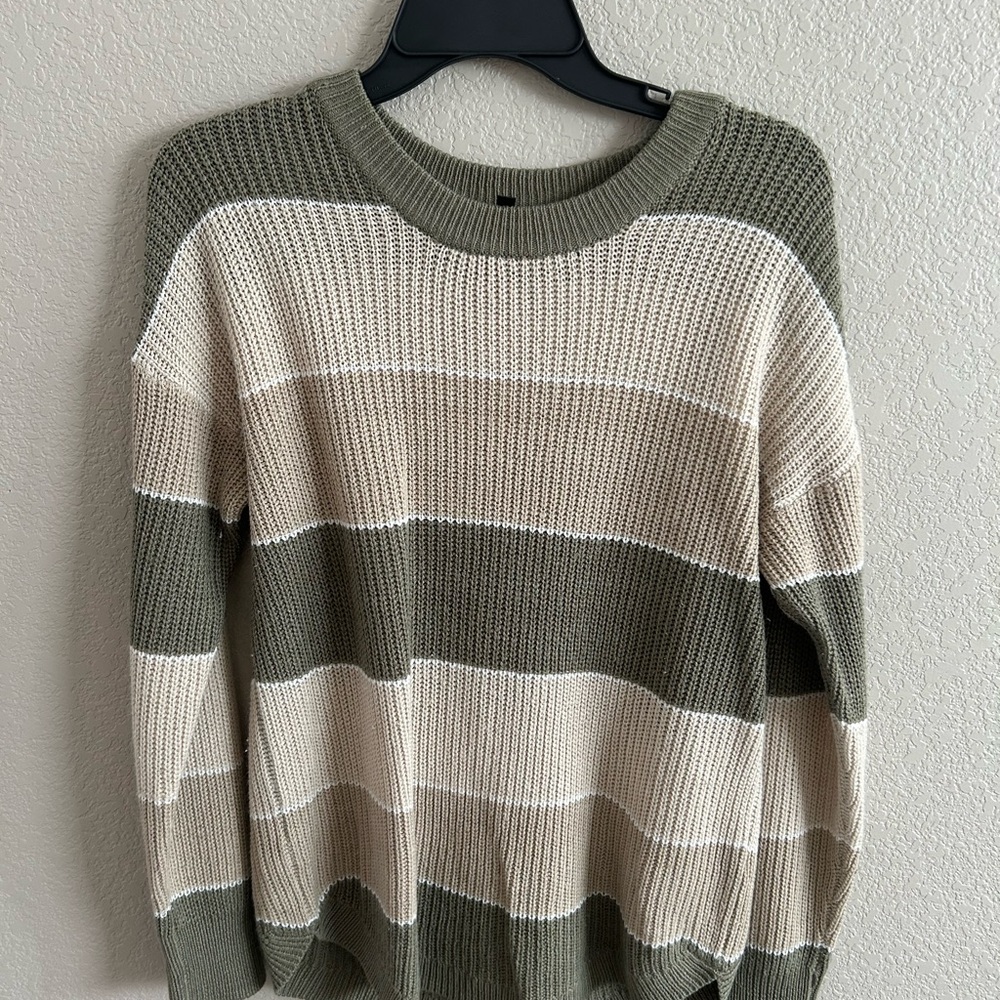 Striped Green and Cream Sweater